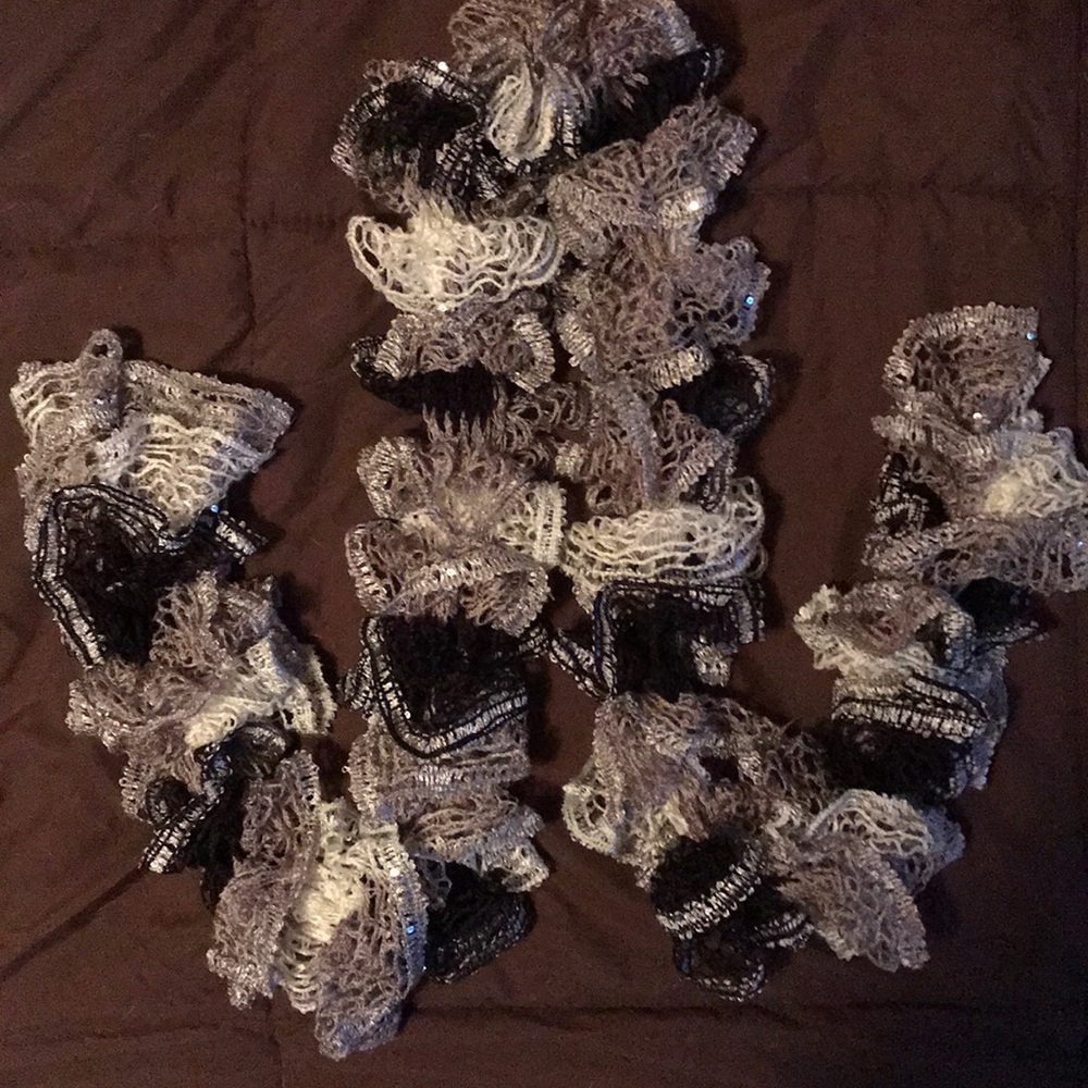 Black silver and white scarf